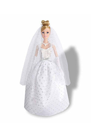 Alisha Gelinlikli Bebek 29 cm – Pırıltı İşlemeli Kabarık Gelinlikli Oyuncak Bebek