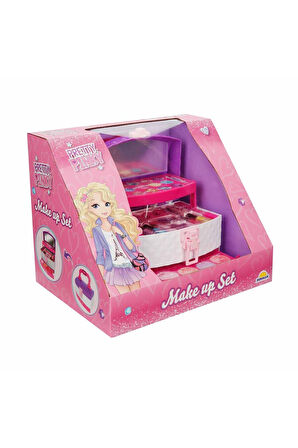 Pretty Pinky 3 Katlı Taşıma Çantalı Kız Çocuk Oyuncak Makyaj Güzellik Seti