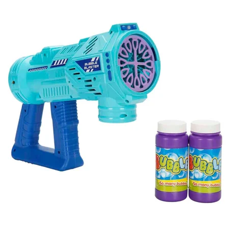 Işıklı Köpük Tabancası 30 cm - 2 Adet Solüsyonlu Pilli Baloncuk Makinesi+ 500ml Solüsyon Hediyeli