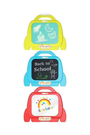 3in1 İlk Çizim Tahtam – Kara, Beyaz ve Şeffaf Tahta Seti, Kalemli & Tebeşirli Çocuk Çizim Oyuncağı