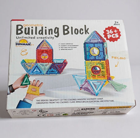 Sunman Geometric Building Block Manyetik İnşaat Seti 36 Parça