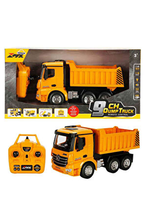 1:18 Sesli Işıklı USB Şarjlı Uzaktan Kumandalı Damperli Kamyon – 2.4 GHz, Hareketli Kasa, Gerçekçi İnşaat Aracı Oyuncak
