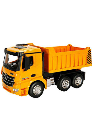 1:18 Sesli Işıklı USB Şarjlı Uzaktan Kumandalı Damperli Kamyon – 2.4 GHz, Hareketli Kasa, Gerçekçi İnşaat Aracı Oyuncak