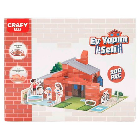 Havuzlu Ev Yapım Seti 200 Parça - Gerçek Tuğla ve Çimentolu Maket Ev Seti