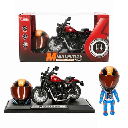 1:14 Sesli ve Işıklı Harley Die-Cast Çek Bırak Metal Motosiklet (Kask ve Stantlı)