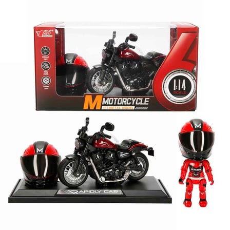 1:14 Sesli ve Işıklı Harley Die-Cast Çek Bırak Metal Motosiklet (Kask ve Stantlı)