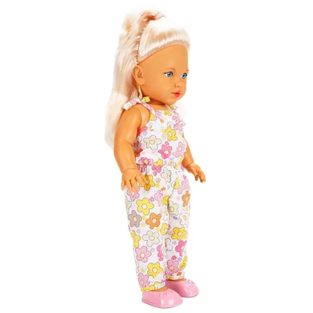 Tina Summer Sarışın Mavi Gözlü Et Bebek - 45 cm Çiçekli Tulumlu Oyuncak Bebek
