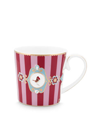 Pip Studio Porselen Kırmızı Kupa LOVEBİRDSKIRMIZIPEMBEÇİZGİLİMUG