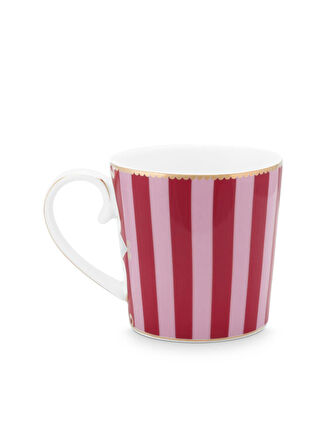Pip Studio Porselen Kırmızı Kupa LOVEBİRDSKIRMIZIPEMBEÇİZGİLİMUG