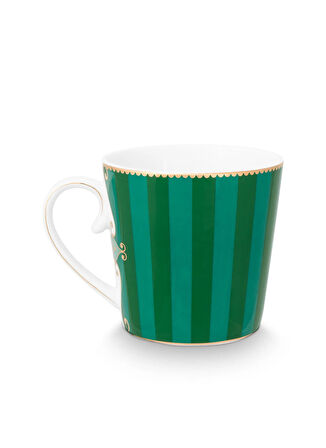 Pip Studio Porselen Yeşil Kupa LOVEBİRDSYEŞİLÇİZGİLİMADALYONMUG