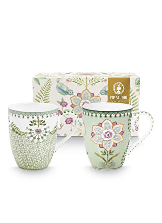 Pip Studio Porselen Yeşil Kupa LİLY&LOTUSİKİLİYEŞİLBÜYÜKMUGSETİ