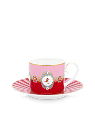 Pip Studio Çay Fincan Ve Tabak LOVEBİRDSKIRMIZIPEMBEMDLYNÇAYFİNCAN