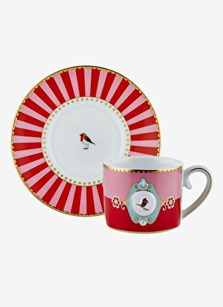 Pip Studio Kırmızı Kahve Fincan veTabak LOVEBİRDSKIRMIZIMDLYNKUŞKAHVEFİNCAN