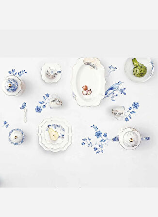 Pip Studio Mavi - Beyaz Kahve Fincan veTabak Royal Beyaz / Altın Renkli Kahve Fi