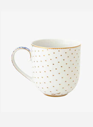 Pip Studio Porselen Mavi - Beyaz Kupa Royal Küçük Mug Beyaz Altın Puantiy