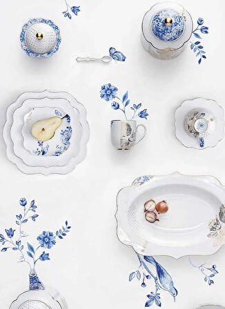 Pip Studio Porselen Mavi - Beyaz Kupa Royal Küçük Mug Beyaz Altın Puantiy