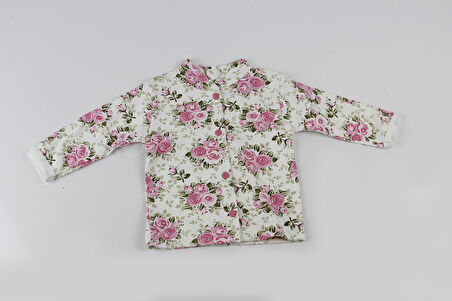 Güllü Çiçek Empirme Şapkalı Zıbın