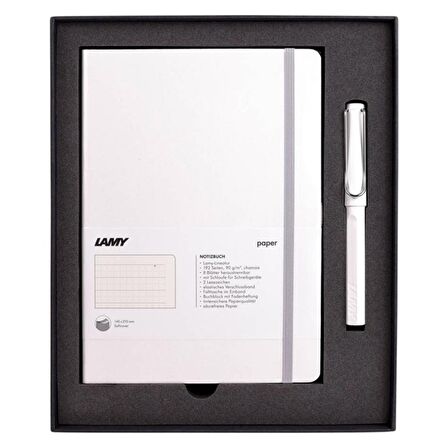 Lamy A5 Defter Safari Roller Kalem Set Beyaz