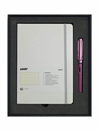 Lamy Al-Star Dolma Kalem Alüminyum F Uç Pembe+ Yumuşak Kapak Defter A5 Beyaz B3B-99-F