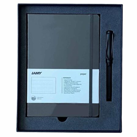 Lamy A5 Defter Safari Roller Kalem Set Mat Siyah