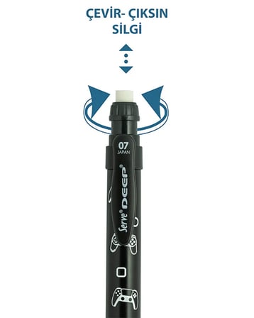 Serve Deep Versatil Kalem 0.7 mm Metalik Mr. Black Oyun Desenli SVDEEP07DMSYH
