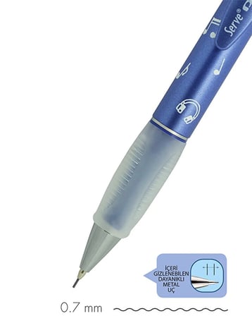 Serve Deep Versatil Kalem 0.7 mm Metalik Crystal Violet Müzik Desenli SVDEEP07DMVLT
