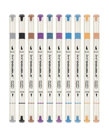 Serve Double Çift Uçlu Akrilik Marker Kalem Seti Fırça ve Keçeli Uç 24 Renk SVDAM24P
