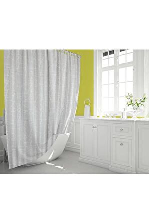 Mermer Desen Banyo Perdesi Polyester Kumaş C Halkalı Duş Perdesi Yerli Üretim Banyo Küvet Perdeleri