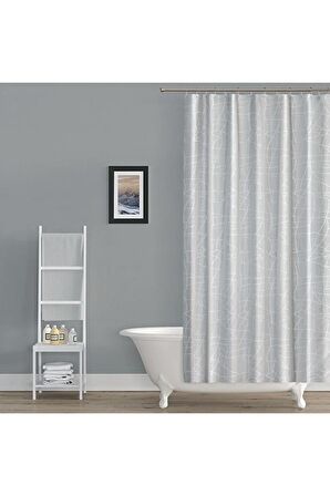 Mermer Desen Banyo Perdesi Polyester Kumaş C Halkalı Duş Perdesi Yerli Üretim Banyo Küvet Perdeleri