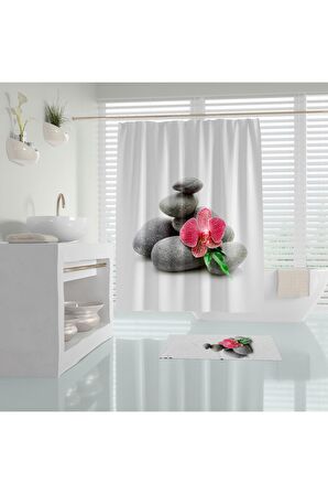 Banyo Perdesi Spa Desen Duş Perdesi Baskılı Polyester Kumaş Banyo Perdeleri 180x200cm