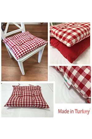 Ekose Gri Sandalye Minderi Lüx Elyaf Dolgulu Kare Minder - Sandalye Minderi - Sırt Minderi - 40x40cm