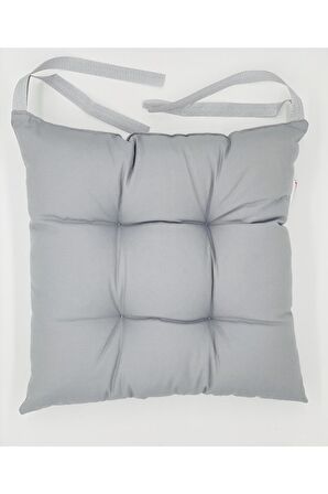 Ekose Gri Sandalye Minderi Lüx Elyaf Dolgulu Kare Minder - Sandalye Minderi - Sırt Minderi - 40x40cm