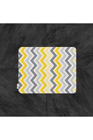 Banyo Paspası Zigzag Desenli Baskılı 50x80 Püsküllü Polyester Kaymaz Tabanlı Duş Paspası