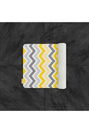 Banyo Paspası Zigzag Desenli Baskılı 50x80 Püsküllü Polyester Kaymaz Tabanlı Duş Paspası