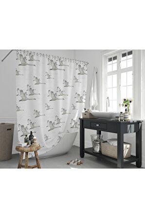 Banyo Perdesi Sonbahar Desen Yerli Üretim Duş Perdesi C-Halka Hediye 180x200cm Banyo Perdeleri