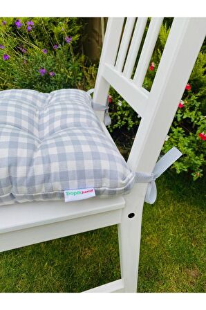 4'lü Turuncu Sandalye Minderi-40x40 Cm Bağcıklı Sandalye Minderi-bahçe Sandalye Minder Set 4 Adet
