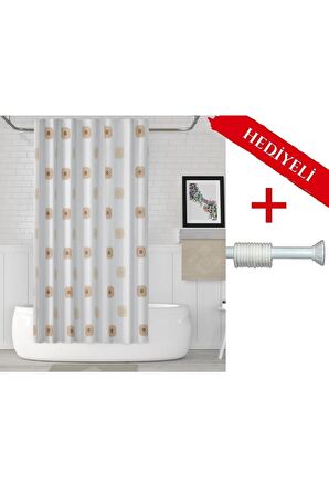 Ağaçlı Banyo Perdesi Askı Hediyeli 180x200cm Tek Kanat Duş Perdesi, Renkli Banyo Duş Perdesi