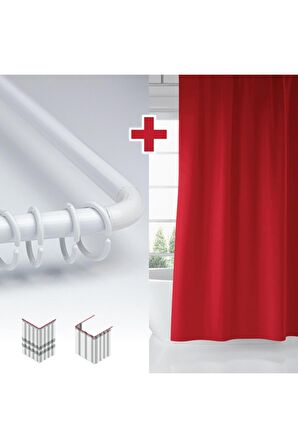 Etnik Desen Banyo Perdesi Askı Hediyeli 180x200cm Tek Kanat Kahverengi Duş Perdesi, L Boru Hediyeli