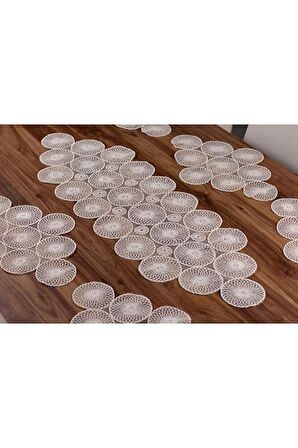 Amerikan Servis Supla Ve Runner Set 6 Kişilik Nakışlı 7 Parça Çeyizlik Takımı