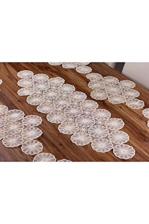 Amerikan Servis Supla Ve Runner Set 6 Kişilik Nakışlı 7 Parça Çeyizlik Takımı