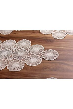 Amerikan Servis Supla Ve Runner Set 6 Kişilik Nakışlı 7 Parça Çeyizlik Takımı