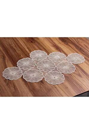 Amerikan Servis Supla Ve Runner Set 6 Kişilik Nakışlı 7 Parça Çeyizlik Takımı