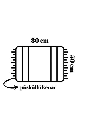 Banyo Paspası Siyah Çizgi Desenli Baskılı 50x80 Püsküllü Polyester Kaymaz Tabanlı Duş Paspası