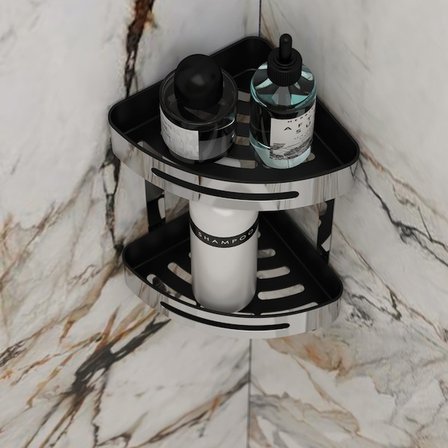 Akın Lüx 2 Katlı Paslanmaz Banyo Rafı - Krom - 40 cm