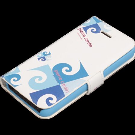 Pierre Cardin iPhone 5S ile Uyumlu Suni Deri Kapaklı Koruma Kılıfı Mavi PCA-P01