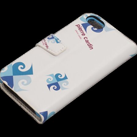 Pierre Cardin iPhone 5S ile Uyumlu Suni Deri Kapaklı Koruma Kılıfı Mavi PCA-P01