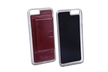 Pierre Cardin iPhone 6 Plus ile Uyumlu Deri Arka Koruma Paneli Kırmızı PCL-P11