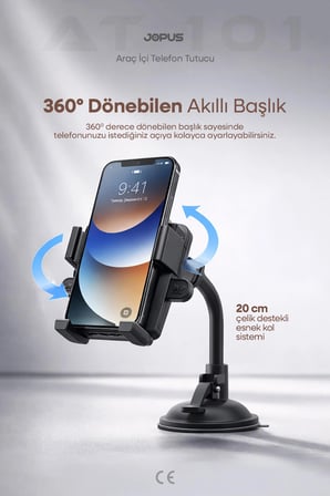 Vakumlu Akrobat 360 Vantuzlu Ayarlanabilir Uzun Kollu Araç Telefon Tutacağı Tutucu Güçlü AT101