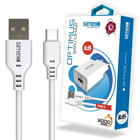 Simex Universal Type-C Sarj Seti SPS-03 Optimus 2in1  2400 mAh Beyaz