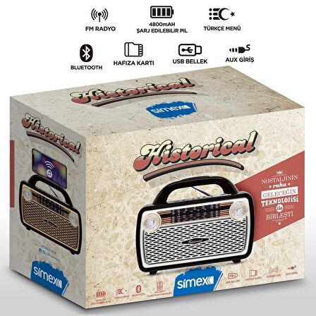 Simex Historical  Bluetooth Hoparlör Gri